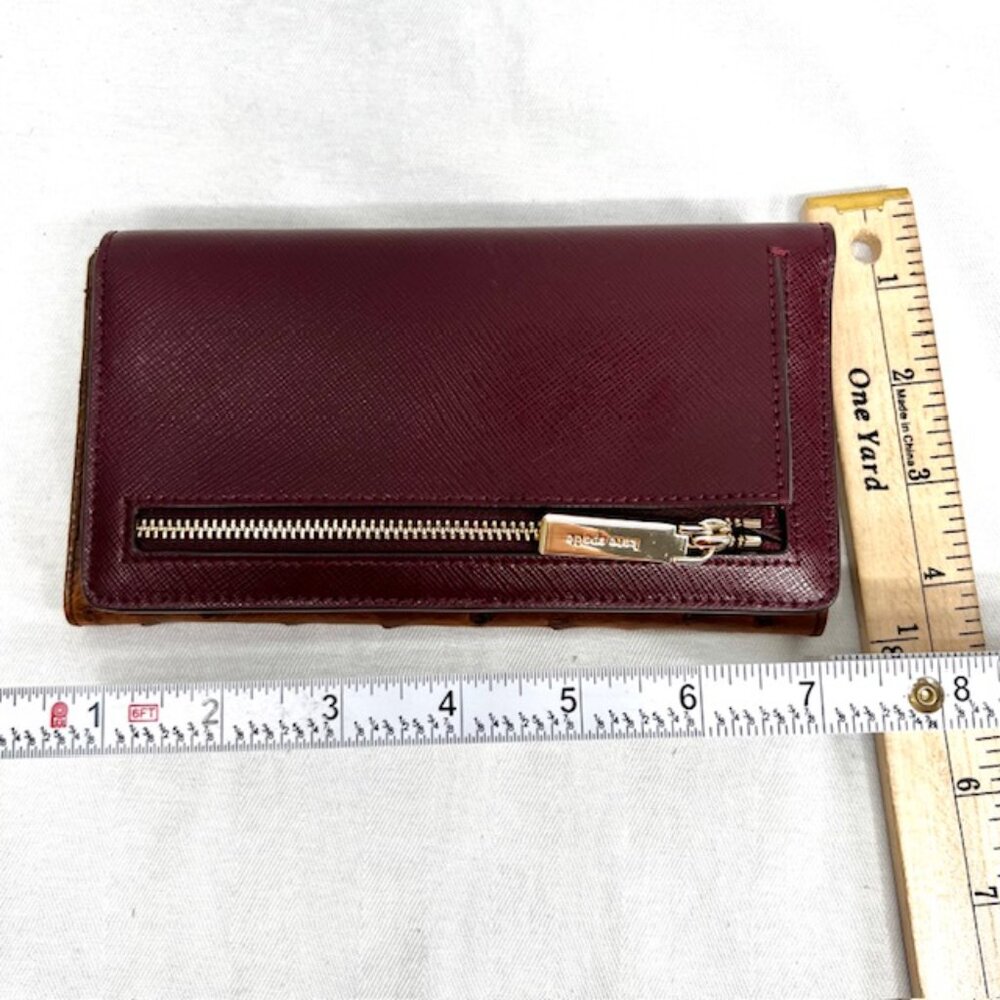 Vgt  ALOP  Milan Wallet made Italy  Ostritch Brown & Kate Spade N.Y. Burgendy 15 - Picture 6 of 15